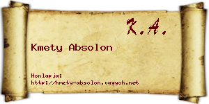 Kmety Absolon névjegykártya